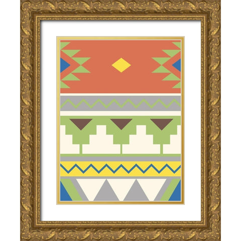 Aztec Calm Gold Ornate Wood Framed Art Print with Double Matting by Grey, Jace