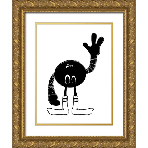 Hello Monster Gold Ornate Wood Framed Art Print with Double Matting by Grey, Jace