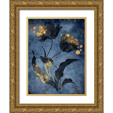 Gold Hint Floral Mate Gold Ornate Wood Framed Art Print with Double Matting by Grey, Jace