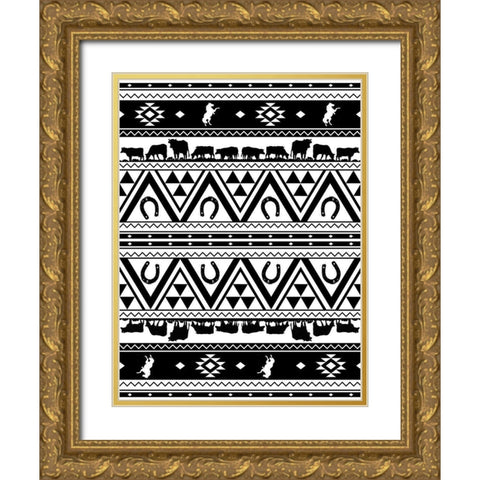 Western Aztec Gold Ornate Wood Framed Art Print with Double Matting by Grey, Jace