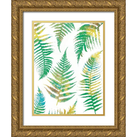 Bright Ferns Gold Ornate Wood Framed Art Print with Double Matting by Grey, Jace