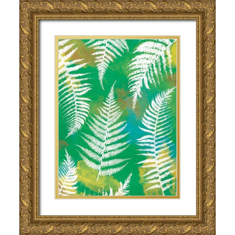 Bright Ferns Mate Gold Ornate Wood Framed Art Print with Double Matting by Grey, Jace