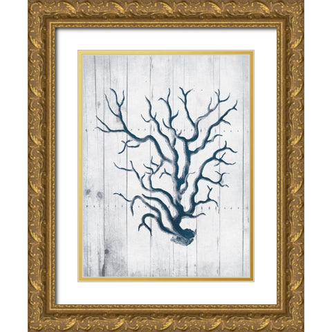 Coral White Wood Gold Ornate Wood Framed Art Print with Double Matting by Grey, Jace