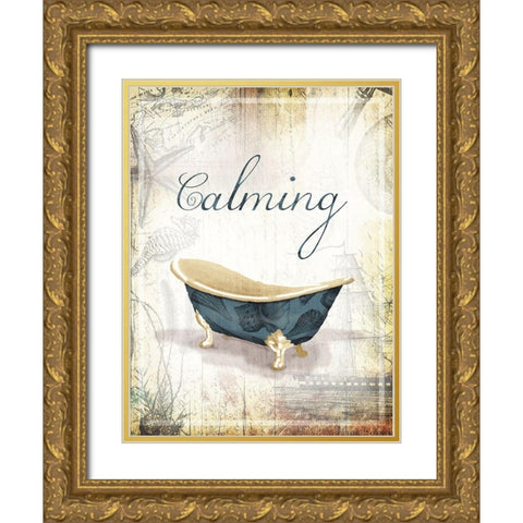 Calming Sea Bath Gold Ornate Wood Framed Art Print with Double Matting by Grey, Jace