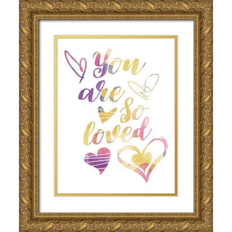 So Loved Pinks And Purples Gold Ornate Wood Framed Art Print with Double Matting by Grey, Jace