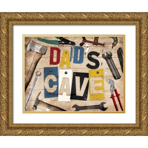 Dads Cave Gold Ornate Wood Framed Art Print with Double Matting by Grey, Jace