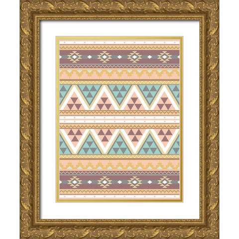 Fun Aztec Pattern Gold Ornate Wood Framed Art Print with Double Matting by Grey, Jace
