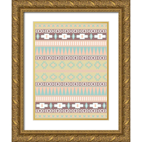 Fun Aztec Pattern Mate Gold Ornate Wood Framed Art Print with Double Matting by Grey, Jace