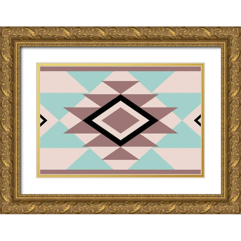 Aztec Muted Gold Ornate Wood Framed Art Print with Double Matting by Grey, Jace