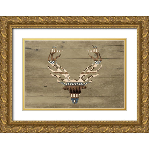Deer on The Wall Mate Gold Ornate Wood Framed Art Print with Double Matting by Grey, Jace