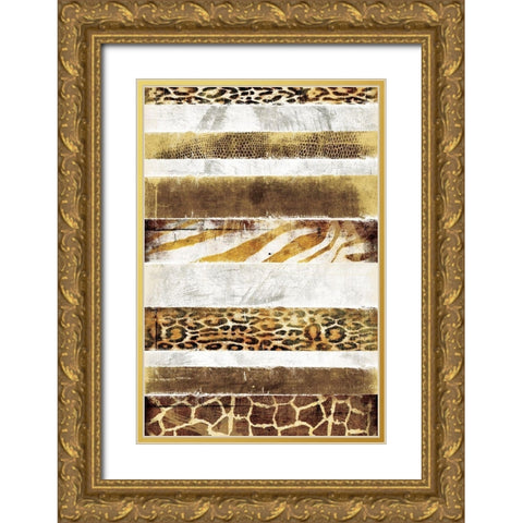 Animal Print Stripes Gold Ornate Wood Framed Art Print with Double Matting by Grey, Jace