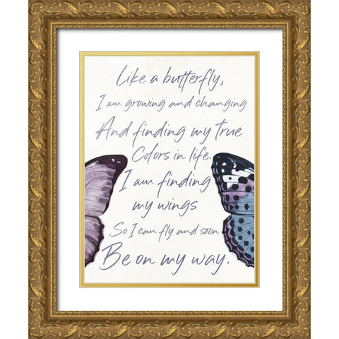 Butterfly High Two Gold Ornate Wood Framed Art Print with Double Matting by Grey, Jace