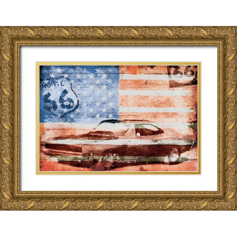 USA Drive Gold Ornate Wood Framed Art Print with Double Matting by Grey, Jace