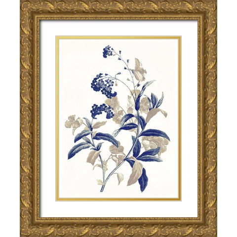 Indigo Flowers Two Gold Ornate Wood Framed Art Print with Double Matting by Grey, Jace