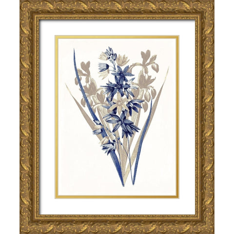 Indigo Flowers Three Gold Ornate Wood Framed Art Print with Double Matting by Grey, Jace