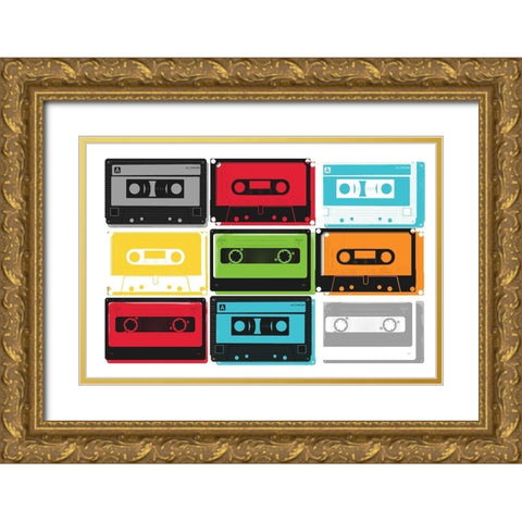 Collection Of Tapes Gold Ornate Wood Framed Art Print with Double Matting by Grey, Jace