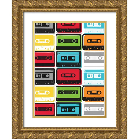 Collection Of More Tapes Gold Ornate Wood Framed Art Print with Double Matting by Grey, Jace