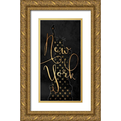 Golden New York Gold Ornate Wood Framed Art Print with Double Matting by Grey, Jace