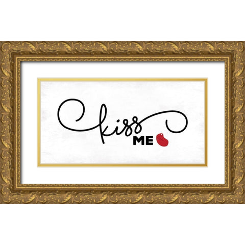 Kiss Me Gold Ornate Wood Framed Art Print with Double Matting by Grey, Jace