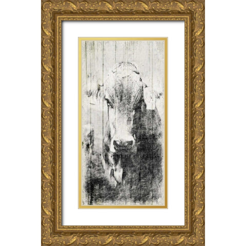 Vintage Cow Mate Gold Ornate Wood Framed Art Print with Double Matting by Grey, Jace