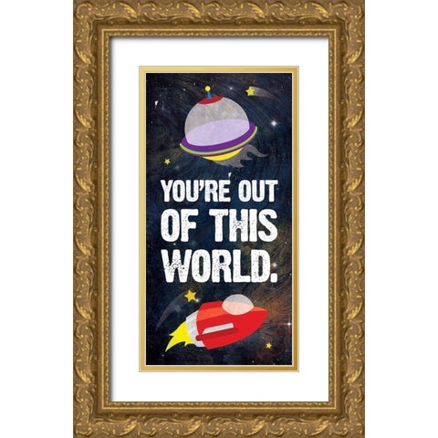 Out Of This World Blue New Gold Ornate Wood Framed Art Print with Double Matting by Grey, Jace
