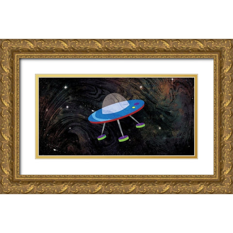 One Spaceships Gold Ornate Wood Framed Art Print with Double Matting by Grey, Jace