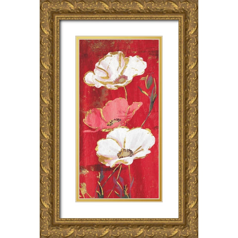 Red Gold Florals Gold Ornate Wood Framed Art Print with Double Matting by Grey, Jace