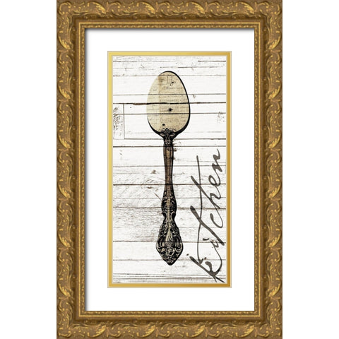 Kitchen Spoon Gold Ornate Wood Framed Art Print with Double Matting by Grey, Jace