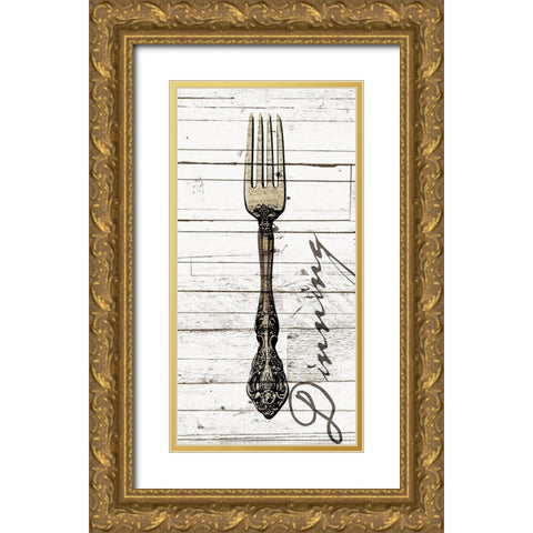 Dinning Fork Gold Ornate Wood Framed Art Print with Double Matting by Grey, Jace