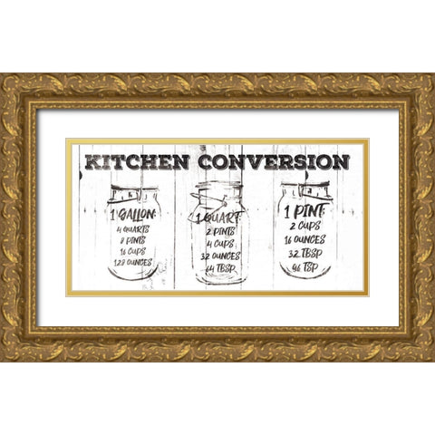 Kitchen Conversion BW Gold Ornate Wood Framed Art Print with Double Matting by Grey, Jace