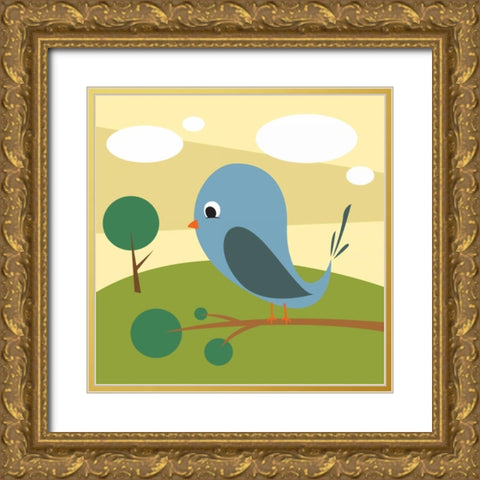 Bird Gold Ornate Wood Framed Art Print with Double Matting by Grey, Jace