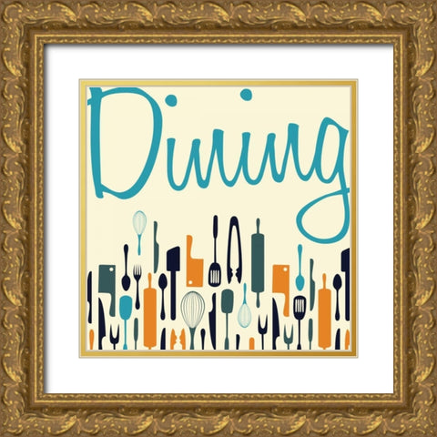 Dining Gold Ornate Wood Framed Art Print with Double Matting by Grey, Jace