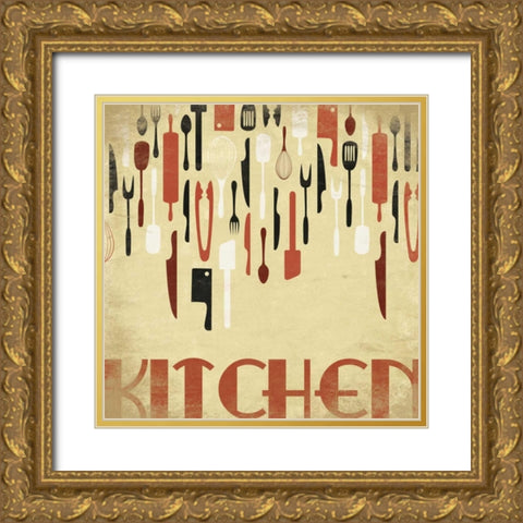 Kitchen Gold Ornate Wood Framed Art Print with Double Matting by Grey, Jace