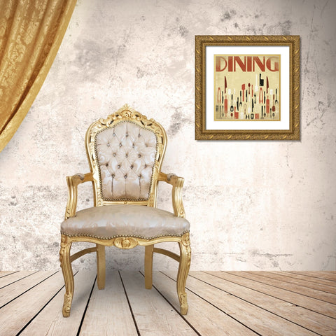 Dining Gold Ornate Wood Framed Art Print with Double Matting by Grey, Jace