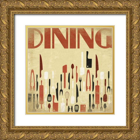 Dining Gold Ornate Wood Framed Art Print with Double Matting by Grey, Jace
