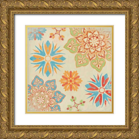 Suzani1 Gold Ornate Wood Framed Art Print with Double Matting by Grey, Jace