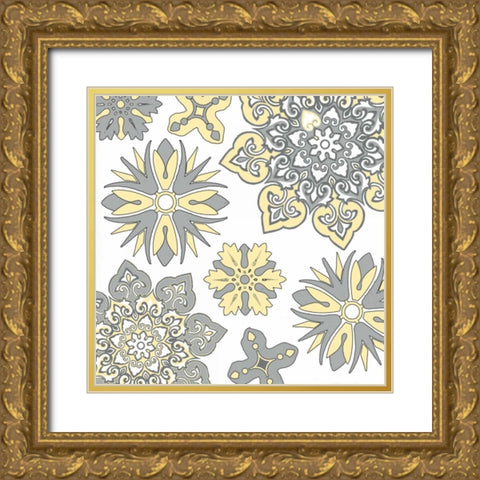 Suzani Gold Ornate Wood Framed Art Print with Double Matting by Grey, Jace