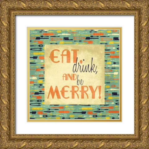 Eat Gold Ornate Wood Framed Art Print with Double Matting by Grey, Jace