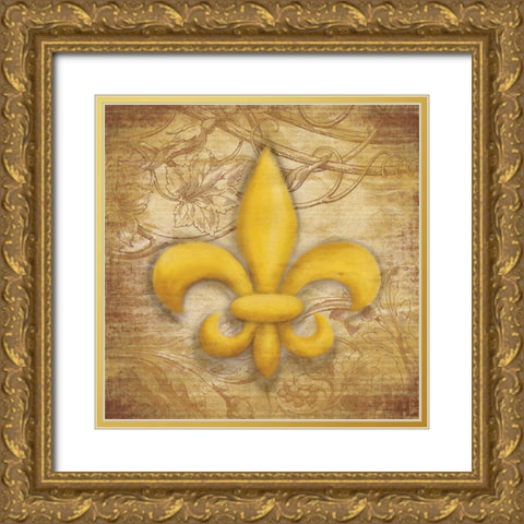 Fleur De Lis Gold Ornate Wood Framed Art Print with Double Matting by Grey, Jace