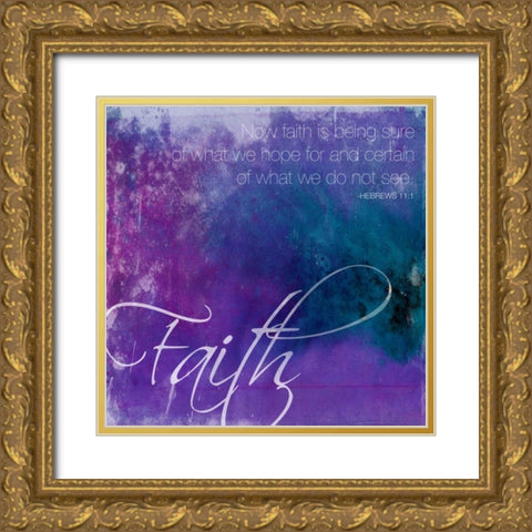 Watercolor Faith Gold Ornate Wood Framed Art Print with Double Matting by Grey, Jace