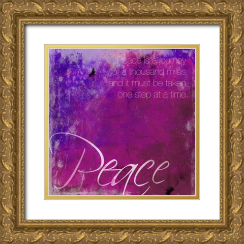 Watercolor Peace Gold Ornate Wood Framed Art Print with Double Matting by Grey, Jace