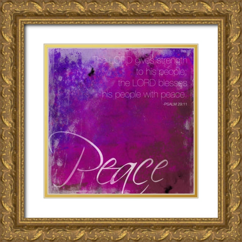 Watercolor Peace Gold Ornate Wood Framed Art Print with Double Matting by Grey, Jace