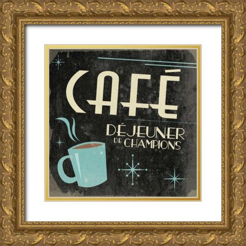 Coffee in French A2 Gold Ornate Wood Framed Art Print with Double Matting by Grey, Jace
