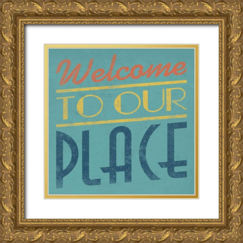 Welcome Gold Ornate Wood Framed Art Print with Double Matting by Grey, Jace