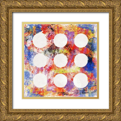 9 patch Abstract Gold Ornate Wood Framed Art Print with Double Matting by Grey, Jace