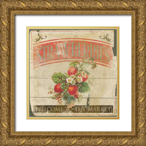 Strawberries Gold Ornate Wood Framed Art Print with Double Matting by Grey, Jace
