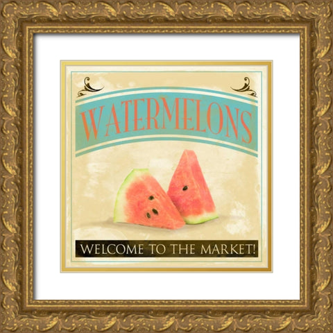 Watermelon 3 Gold Ornate Wood Framed Art Print with Double Matting by Grey, Jace