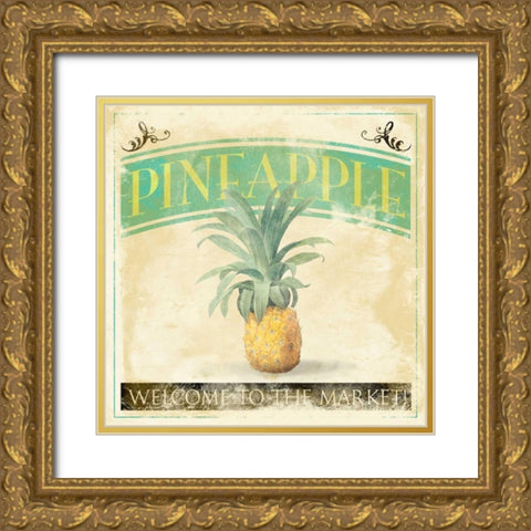 Pineapple Gold Ornate Wood Framed Art Print with Double Matting by Grey, Jace