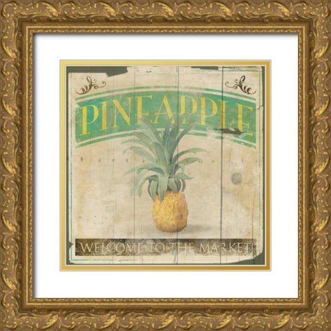Pineapple Gold Ornate Wood Framed Art Print with Double Matting by Grey, Jace