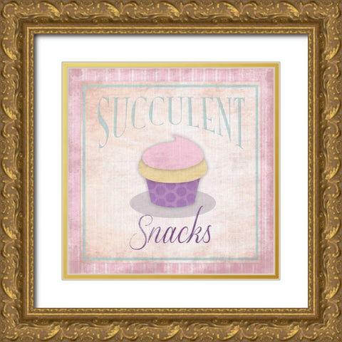 Succulent Snacks Gold Ornate Wood Framed Art Print with Double Matting by Grey, Jace